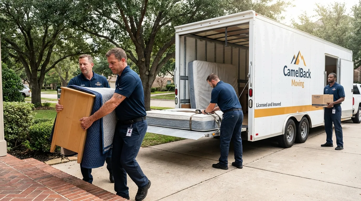 Crew loading residential truck for cross-state move from Louisville, CO