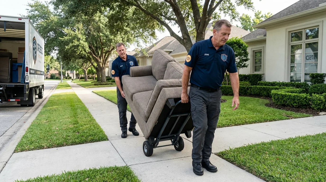 Local residential moving crew loading furniture in Louisville, CO